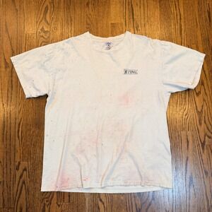Vintage Stihl Power Tool Graphic T Heavy Distressed White Large Delta Pro Weight